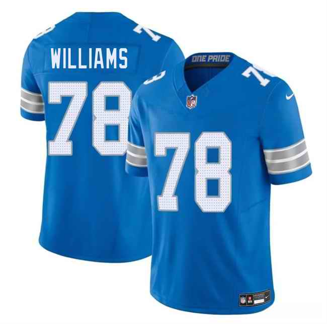 Men's Detroit Lions #78 Tyleik Williams Blue 2025 Draft F.U.S.E. Vapor Limited Stitched Jersey